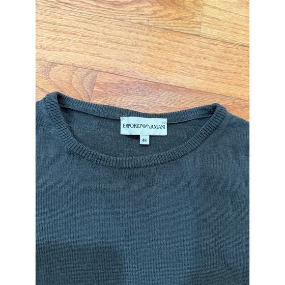 Vintage Emporio Armani Mens Slim Green Crewneck Long Sleeve Sweater Size M/48 - Picture 4 of 5